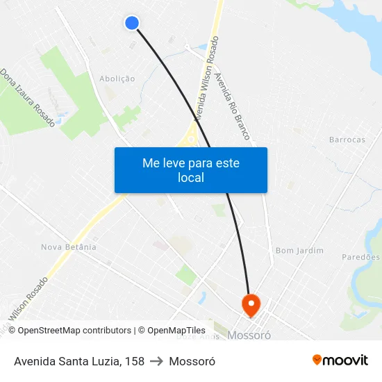 Avenida Santa Luzia, 158 to Mossoró map