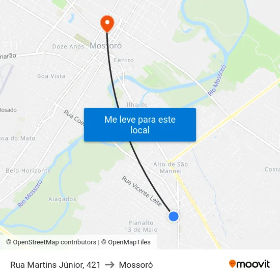 Rua Martins Júnior, 421 to Mossoró map