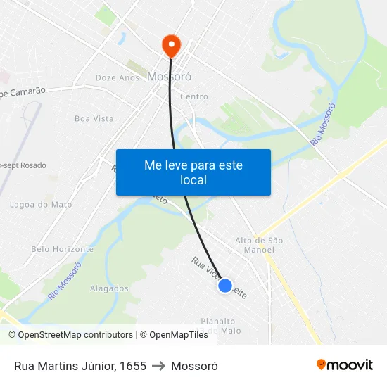 Rua Martins Júnior, 1655 to Mossoró map