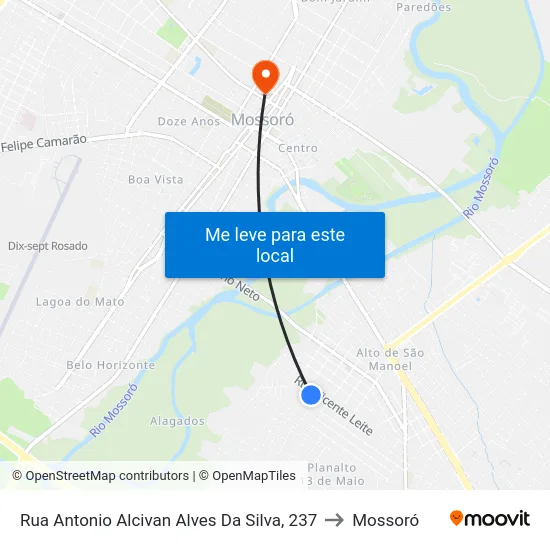 Rua Antonio Alcivan Alves Da Silva, 237 to Mossoró map