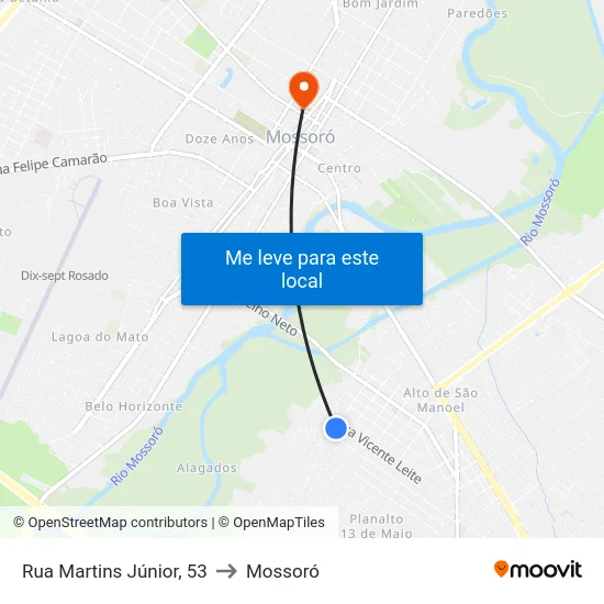 Rua Martins Júnior, 53 to Mossoró map