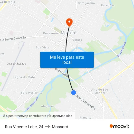 Rua Vicente Leite, 24 to Mossoró map