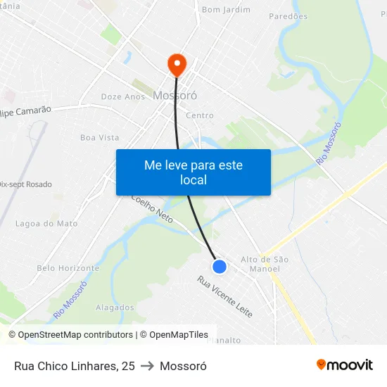 Rua Chico Linhares, 25 to Mossoró map