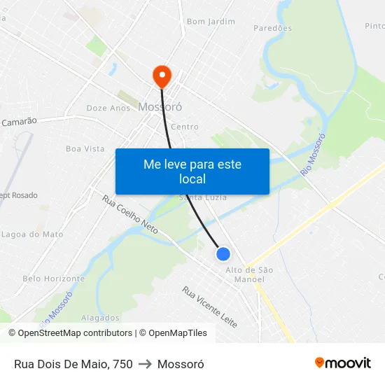 Rua Dois De Maio, 750 to Mossoró map