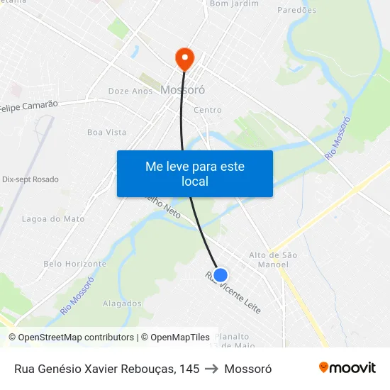 Rua Genésio Xavier Rebouças, 145 to Mossoró map