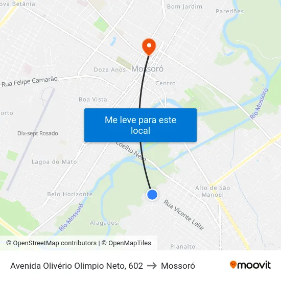 Avenida Olivério Olimpio Neto, 602 to Mossoró map
