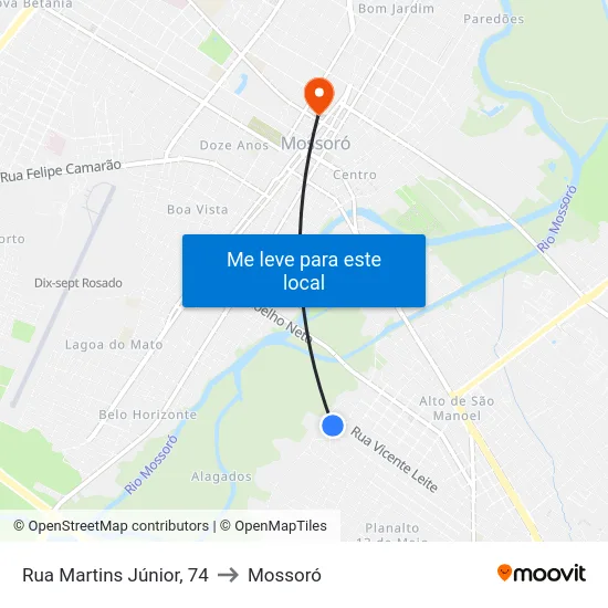 Rua Martins Júnior, 74 to Mossoró map