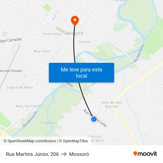 Rua Martins Júnior, 206 to Mossoró map