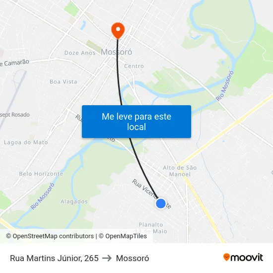 Rua Martins Júnior, 265 to Mossoró map