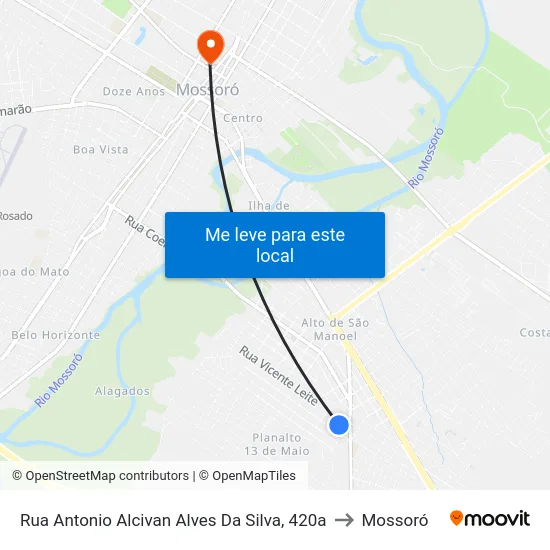 Rua Antonio Alcivan Alves Da Silva, 420a to Mossoró map
