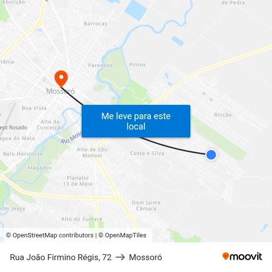 Rua João Firmino Régis, 72 to Mossoró map