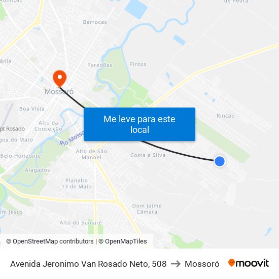 Avenida Jeronimo Van Rosado Neto, 508 to Mossoró map