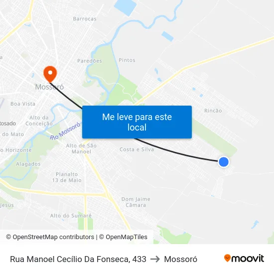 Rua Manoel Cecílio Da Fonseca, 433 to Mossoró map