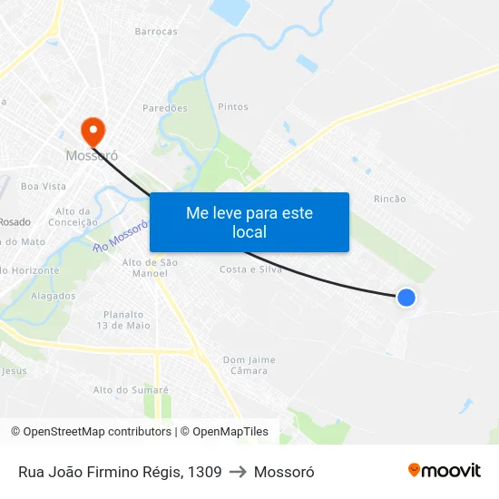 Rua João Firmino Régis, 1309 to Mossoró map
