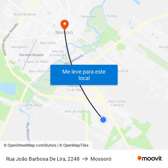 Rua João Barbosa De Lira, 2248 to Mossoró map