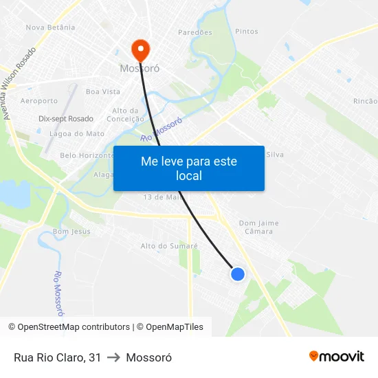 Rua Rio Claro, 31 to Mossoró map
