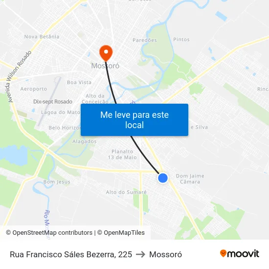 Rua Francisco Sáles Bezerra, 225 to Mossoró map
