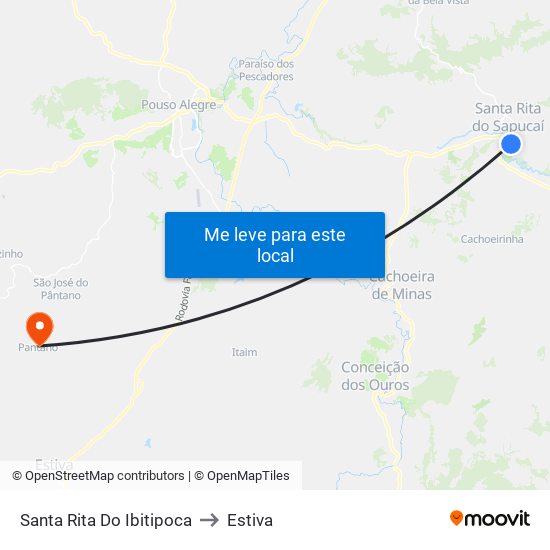 Santa Rita Do Ibitipoca to Estiva map