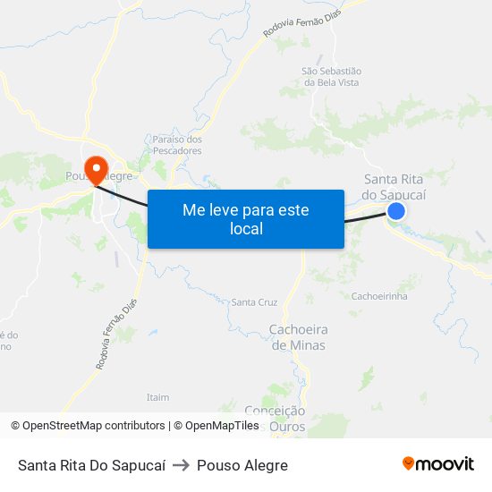 Santa Rita Do Sapucaí to Pouso Alegre map