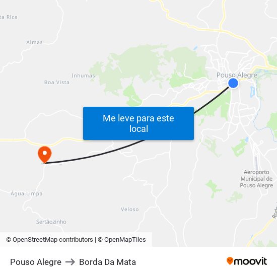 Pouso Alegre to Borda Da Mata map