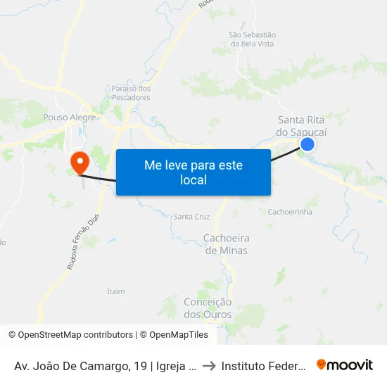 Av. João De Camargo, 19 | Igreja De São Benedito - Sentido Recanto to Instituto Federal Do Sul De Minas map