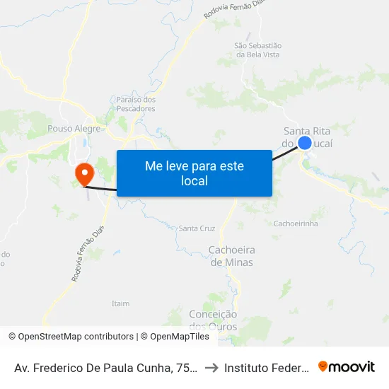 Av. Frederico De Paula Cunha, 750 | Praça Do Jeffinho - Sentido Bairro to Instituto Federal Do Sul De Minas map