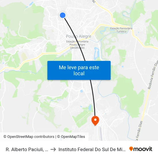 R. Alberto Paciuli, 89 to Instituto Federal Do Sul De Minas map
