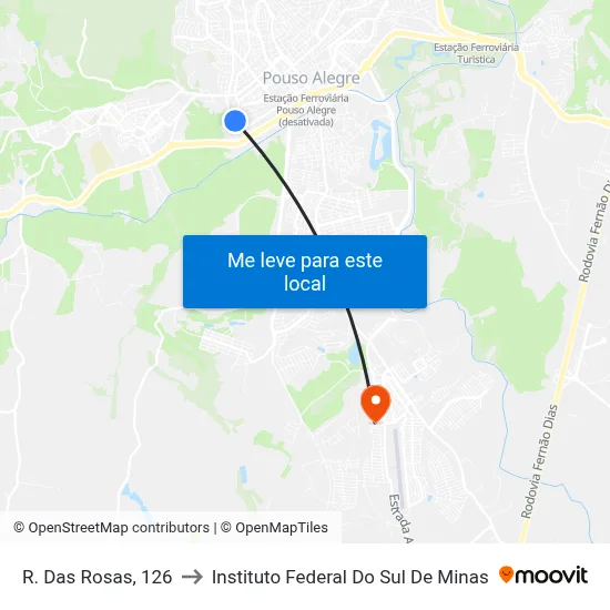 R. Das Rosas, 126 to Instituto Federal Do Sul De Minas map