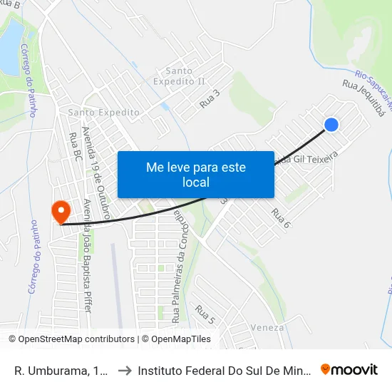 R. Umburama, 129 to Instituto Federal Do Sul De Minas map