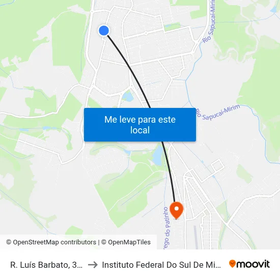 R. Luís Barbato, 336 to Instituto Federal Do Sul De Minas map