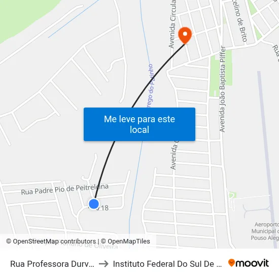 Rua Professora Durvalina to Instituto Federal Do Sul De Minas map