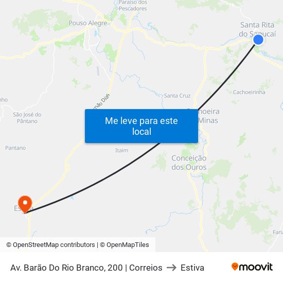 Av. Barão Do Rio Branco, 200 | Correios to Estiva map
