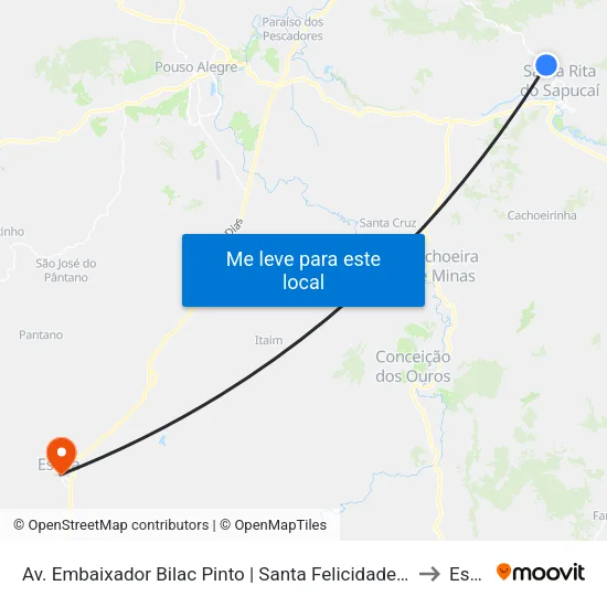 Av. Embaixador Bilac Pinto | Santa Felicidade - Sentido Bairro to Estiva map