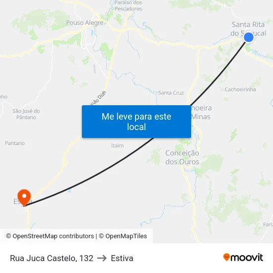 Rua Juca Castelo, 132 to Estiva map