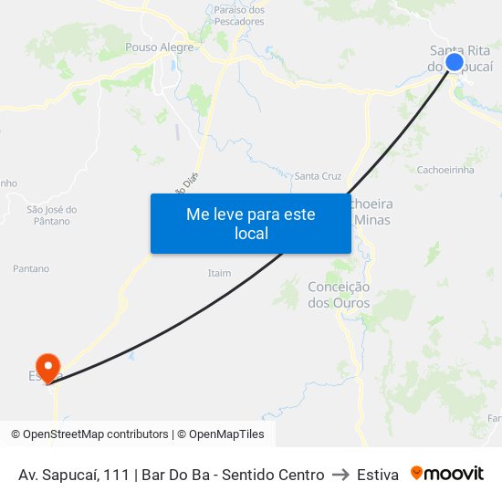 Av. Sapucaí, 111 | Bar Do Ba - Sentido Centro to Estiva map