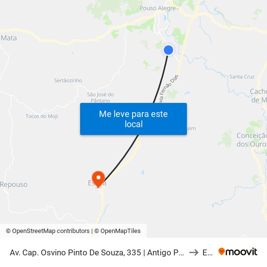 Av. Cap. Osvino Pinto De Souza, 335 | Antigo Ponto Final São Cristóvão – Sentido Centro to Estiva map