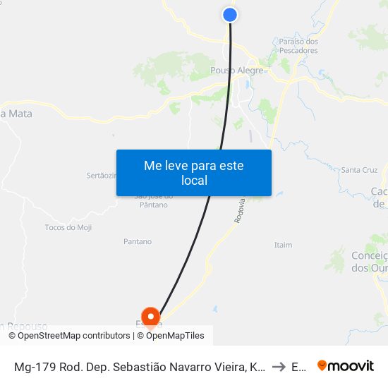 Mg-179 Rod. Dep. Sebastião Navarro Vieira, Km 99,9 Norte | Recanto Do Ipê to Estiva map