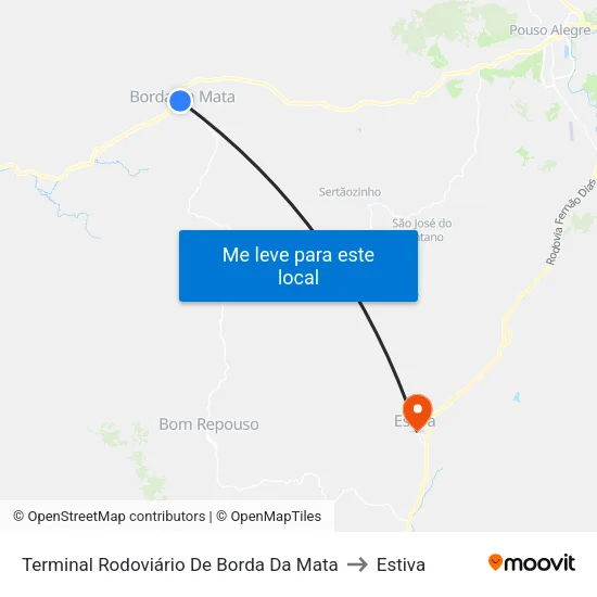 Terminal Rodoviário De Borda Da Mata to Estiva map