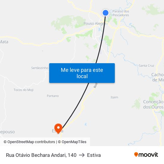 Rua Otávio Bechara Andari, 140 to Estiva map