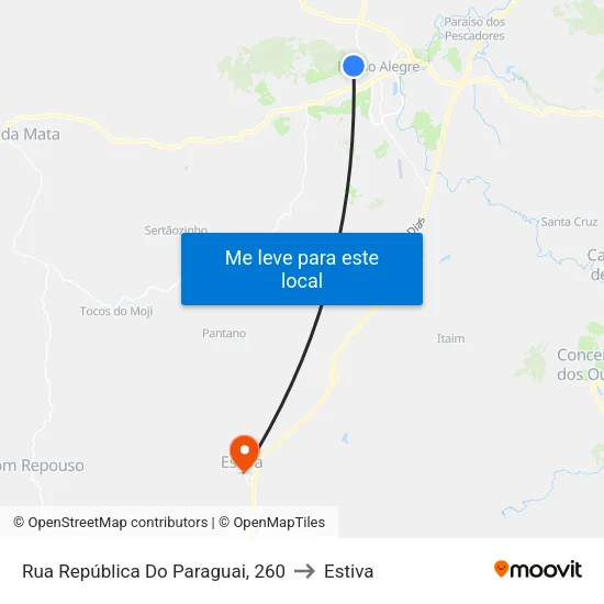 Rua República Do Paraguai, 260 to Estiva map