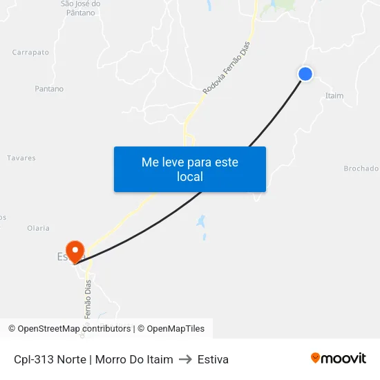 Cpl-313 Norte | Morro Do Itaim to Estiva map