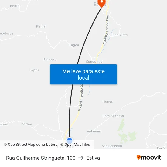 Rua Guilherme Stringueta, 100 to Estiva map