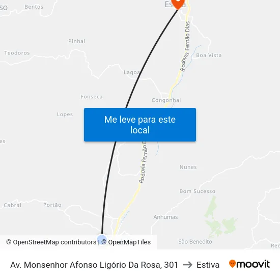 Av. Monsenhor Afonso Ligório Da Rosa, 301 to Estiva map