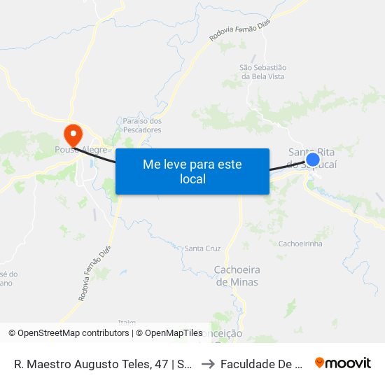 R. Maestro Augusto Teles, 47 | Subida Lajes Pré-Moldadas - Sentido Recanto to Faculdade De Direito Do Sul De Minas map