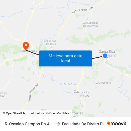 R. Osvaldo Campos Do Amaral, 790 | Sacc to Faculdade De Direito Do Sul De Minas map