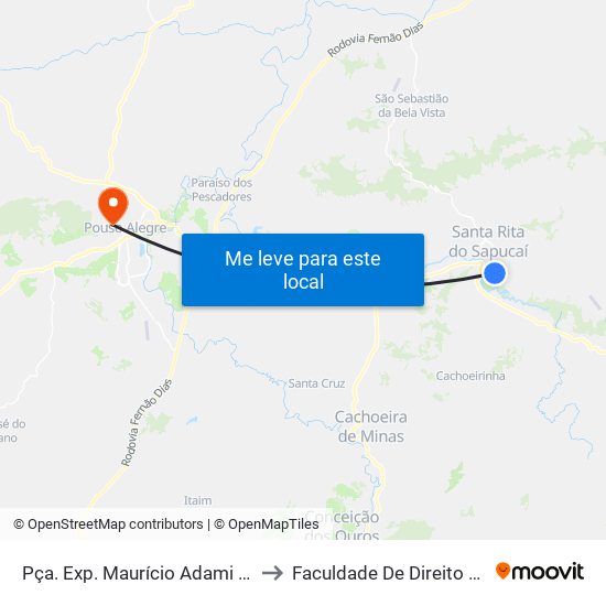 Pça. Exp. Maurício Adami | Praça Da Câmara to Faculdade De Direito Do Sul De Minas map
