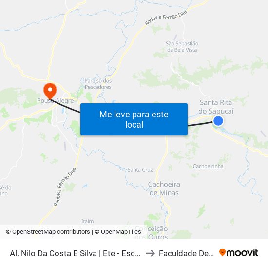 Al. Nilo Da Costa E Silva | Ete - Escola Técnica De Eletrônica Francisco Moreira Da Costa to Faculdade De Direito Do Sul De Minas map