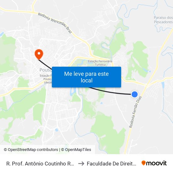 R. Prof. Antônio Coutinho Rezende, 25 | Bematech to Faculdade De Direito Do Sul De Minas map