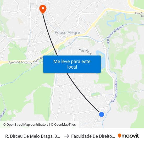 R. Dirceu De Melo Braga, 32 | Mercadinho Alteza to Faculdade De Direito Do Sul De Minas map