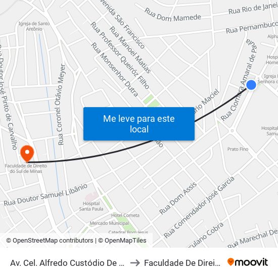 Av. Cel. Alfredo Custódio De Paula, 333 | Clínica Corpus to Faculdade De Direito Do Sul De Minas map